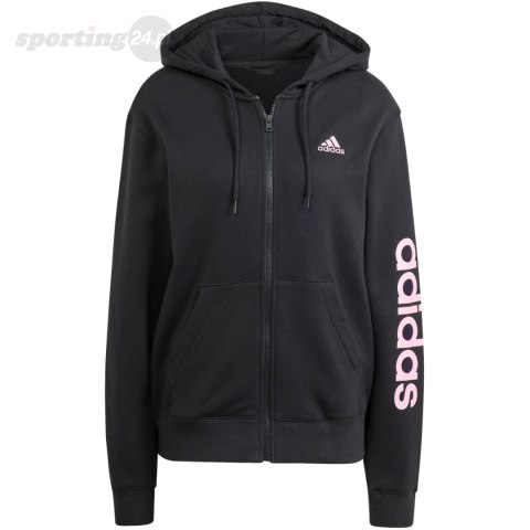 Bluza damska adidas Essentials Linear Full-Zip French Terry Hoodie czarna IS2072 Adidas