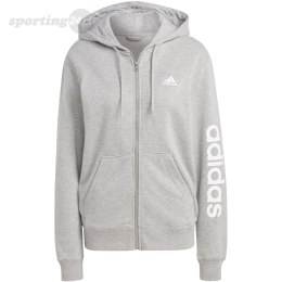 Bluza damska adidas Essentials Linear Full-Zip French Terry Hoodie szara IC6866 Adidas