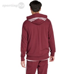 Bluza męska adidas Essentials French Terry 3-Stripes Full-Zip Hoodie bordowa IS1365 Adidas