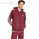 Bluza męska adidas Essentials French Terry 3-Stripes Full-Zip Hoodie bordowa IS1365 Adidas