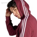 Bluza męska adidas Essentials French Terry 3-Stripes Full-Zip Hoodie bordowa IS1365 Adidas