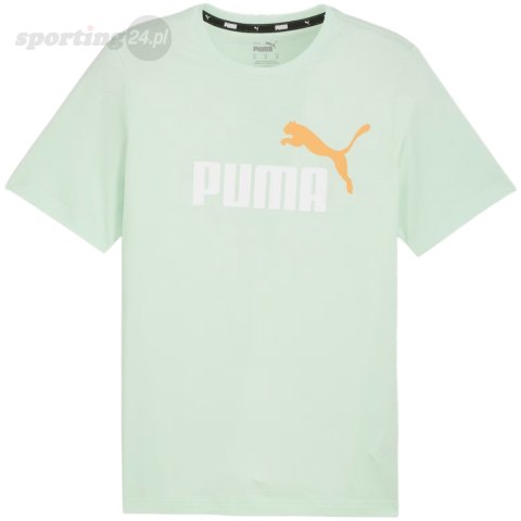 Koszulka męska Puma ESS+ 2 Col Logo Tee miętowa 586759 88 Puma