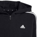 Bluza dla dzieci adidas Essentials 3-Stripes Fleece Full-Zip Hoodie czarna HR6331 Adidas