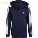 Bluza dla dzieci adidas Essentials 3-Stripes Fleece Full-Zip Hoodie granatowa IC0600 Adidas