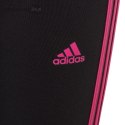 Legginsy dla dzieci adidas Essentials 3-Stripes Cotton Tights czarno-różowe IC3627 Adidas