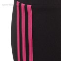 Legginsy dla dzieci adidas Essentials 3-Stripes Cotton Tights czarno-różowe IC3627 Adidas