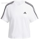 Koszulka damska adidas Essentials 3-Stripes Single Jersey Crop Top biało-czarna HR4915 Adidas