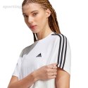 Koszulka damska adidas Essentials 3-Stripes Single Jersey Crop Top biało-czarna HR4915 Adidas