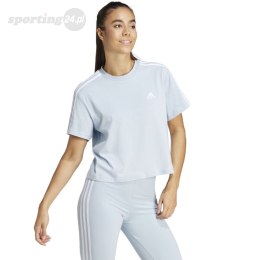 Koszulka damska adidas Essentials 3-Stripes Single Jersey Crop Top błękitna IS1568 Adidas