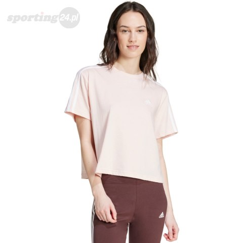 Koszulka damska adidas Essentials 3-Stripes Single Jersey Crop Top różowa IY4227 Adidas