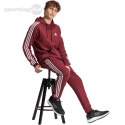 Spodnie męskie adidas Essentials Fleece 3-Stripes Tapered Cuff bordowe JG5951 Adidas