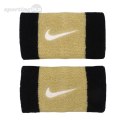 Frotki na nadgarstek Nike Swoosh Doublewide Wristbands 2 szt. czarno-złote N0001586055OS Nike