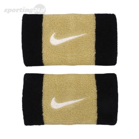 Frotki na nadgarstek Nike Swoosh Doublewide Wristbands 2 szt. czarno-złote N0001586055OS Nike